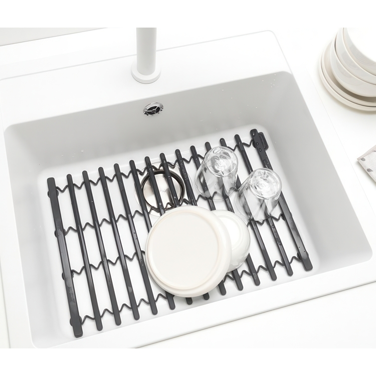 Sink Mat, Silicone, BRABANTIA , 30 x 30 - 45 cm, Dark grey