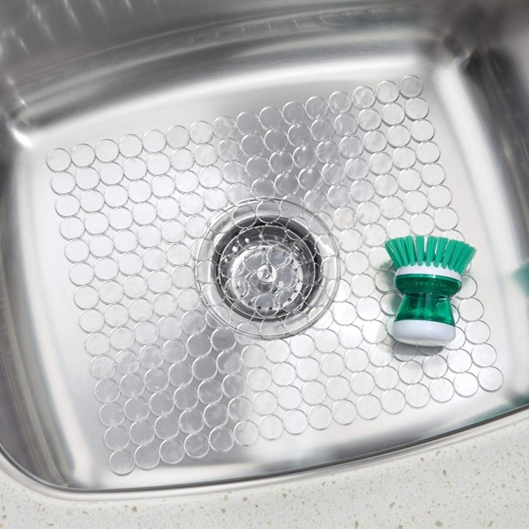 Sink Mat, CRYSTAL SQUARE SINK MAT, 27 x 31 cm, Clear