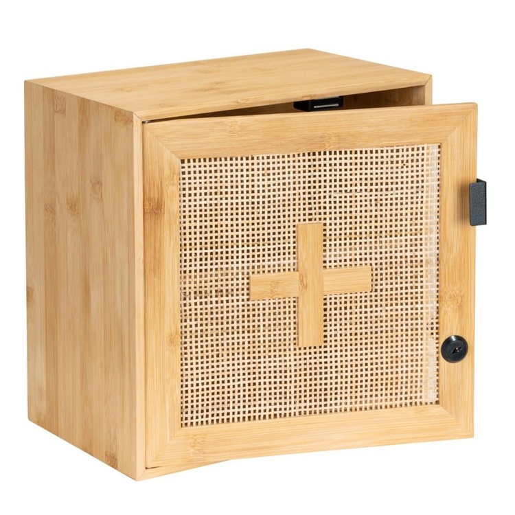 Medicine cabinet in Bamboo, Lockable, ALLEGRE, 30 x 19,5 x H 30 cm, Nature