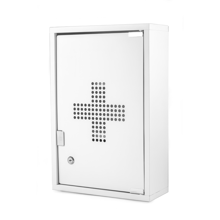 Medicine cabinet in metal, lockable, CURE, 30 x 12 x H 45 cm, White