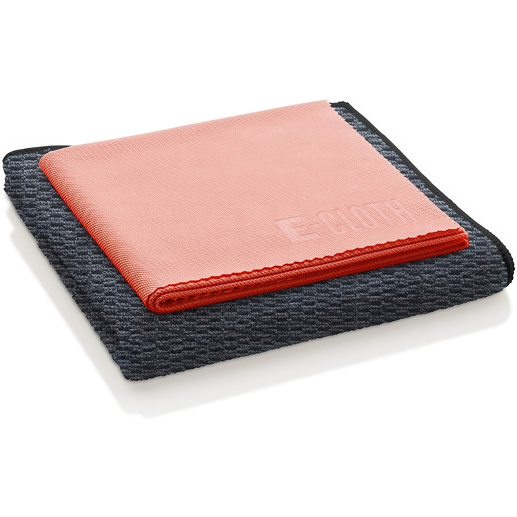 Microfibre Cloths, Set of 2, GRANITE & STONE, Black / Orange 