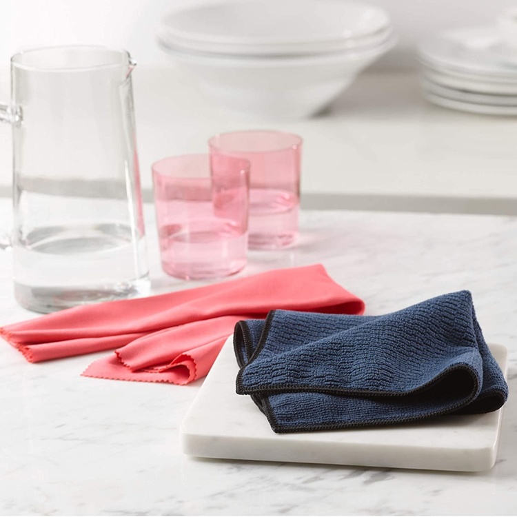 Microfibre Cloths, Set of 2, GRANITE & STONE, Black / Orange 