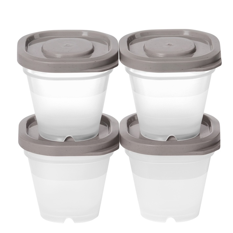 Mini containers, Set of 4, SMARTSTORE SUSTAIN, Transparent / Earl grey 