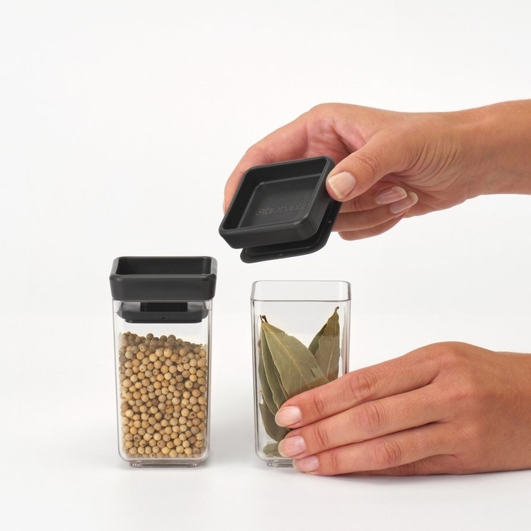 Canisters Set of 2, 0,15L, TASTY+ MINI, Brabantia, Clear/Dark Grey