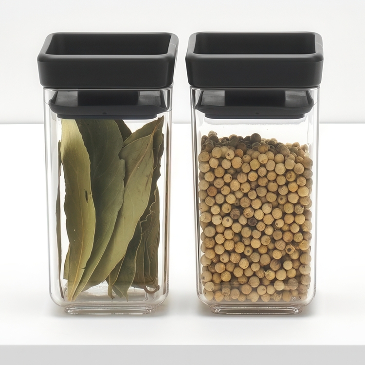 Canisters Set of 2, 0,15L, TASTY+ MINI, Brabantia, Clear/Dark Grey