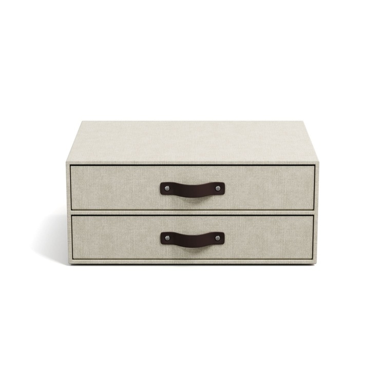 Two drawer box storage, BIGSO BIRGER CANVAS, 33 x 25,5 x H 14,5 cm, Beige