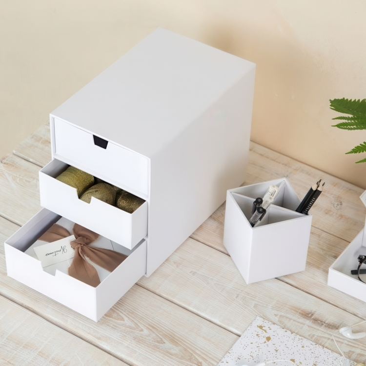 Drawer box storage, Slim, BIGSO INGRID, 25,5 x 16 x H 20,5 cm,, White