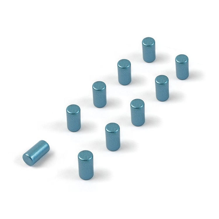 Magnets, Mini, Strong, Set of 10, MAGNUM, Ø 0,4 cm x 0,7 cm, Silver Blue