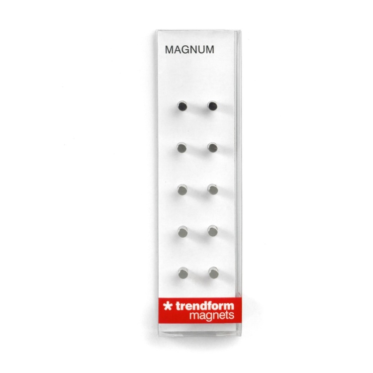 Magnets, small and strong, Set of 10, MAGNUM, Ø 0,4 x H 0,7 cm, Silver