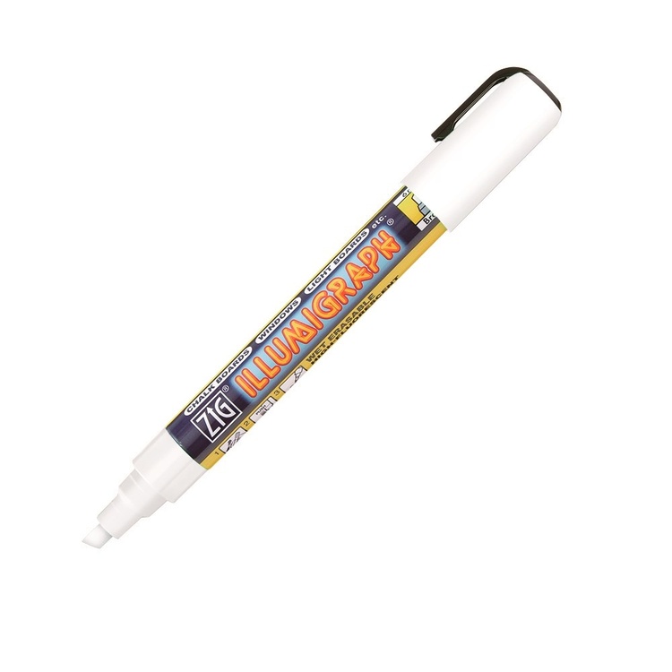 Marker, ZIG CHALK MARKER ILLUMIGRAPH, 6 mm, White