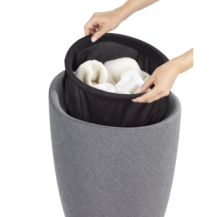 Stool with storage, CANDY, Ø 36 x H 50,5 cm, Grey