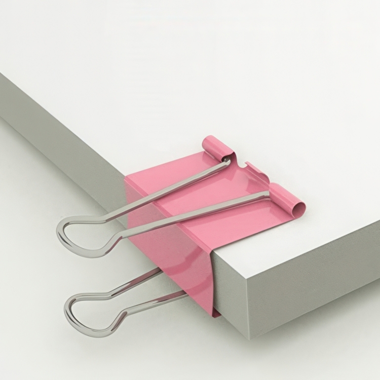 Paper clips, Set of 6, FOLDBACK CLIPS L, 41 mm, Pink