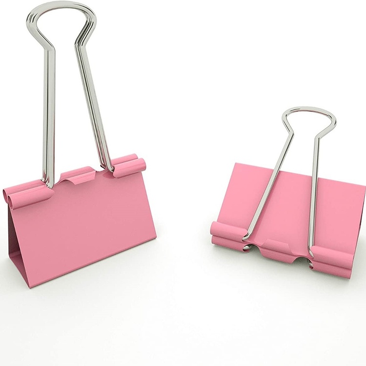 Paper clips, Set of 6, FOLDBACK CLIPS L, 41 mm, Pink