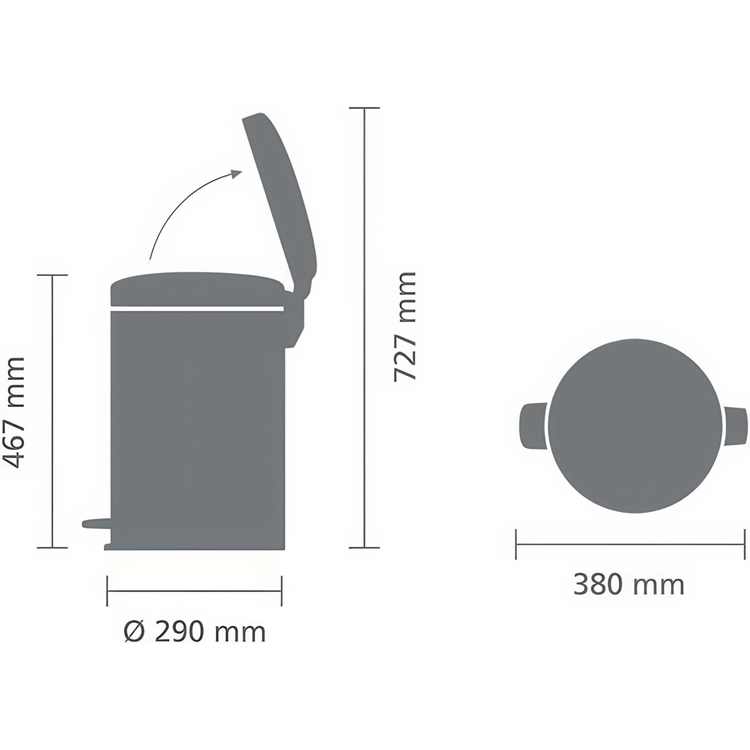 Trash Can / Pedal Bin, 20 L, BRABANTIA NEWICON, Ø 29 x H 46,7 cm