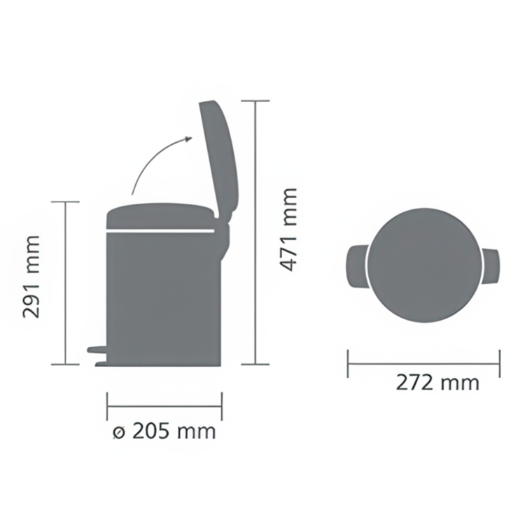 Trash Can / Pedal Bin, 5 L, BRABANTIA NEWICON, Ø 20,5 x H 29,1 cm