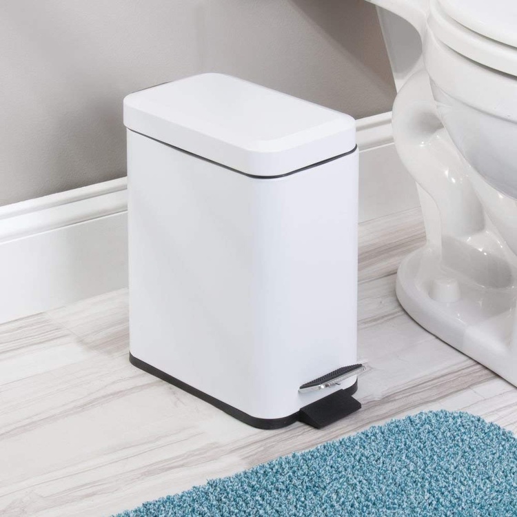 Trash Can / Pedal Bucket, SLIM PEDAL BIN, 16 x 25 cm x H 30 cm, White