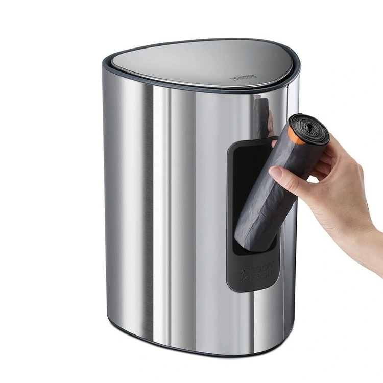 Trash Can, 5 L, EASY-STORE LUXE PEDAL BIN, Joseph Joseph, Silver