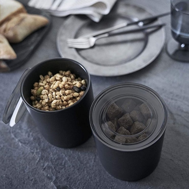 Ceramic Canister with lid, YAMAZAKI TOWER LARGE CANISTER, Ø 10,5 x H 12 cm