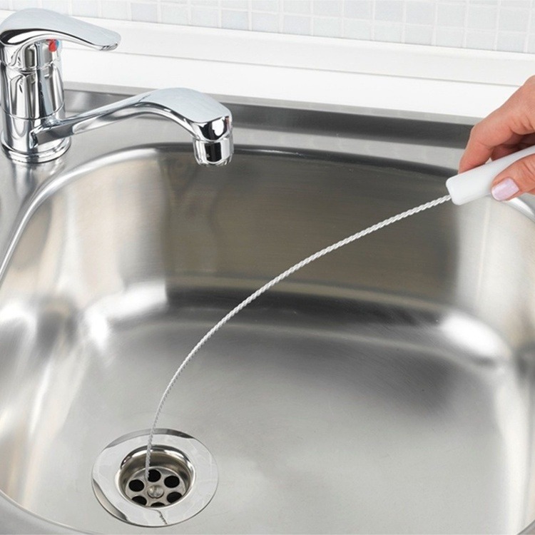 Drain Cleaner, flexible, 3-PHASE DRAIN SPIRAL, Ø 3 x 110 cm, Silver / blue / white