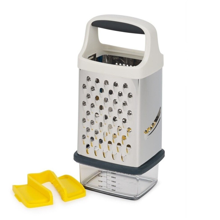 Box Grater, MULTI-GRIP GRATER, Joseph Joseph, Silver / White / Yellow