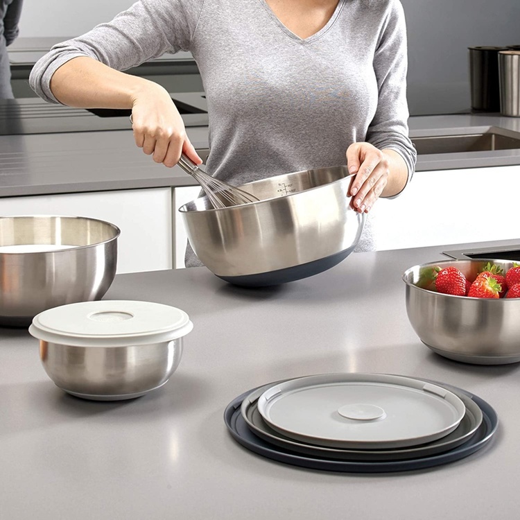 Bowls Set of 4, PREP & STORE, Joseph Joseph, Silver / Grey