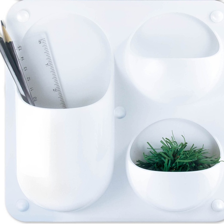 Wall Container, POCKET, with 3 pockets, 21 x H 21cm, White