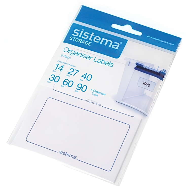 Organiser Labels, Set of 8, SISTEMA, 9,8 x H 5,5 cm, White