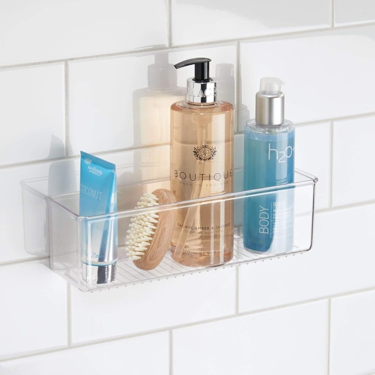Adhesive Wall Container, OBLONG RPET AFFIXX BIN, 28 x 7,5 x H 8,5 cm, Transparent