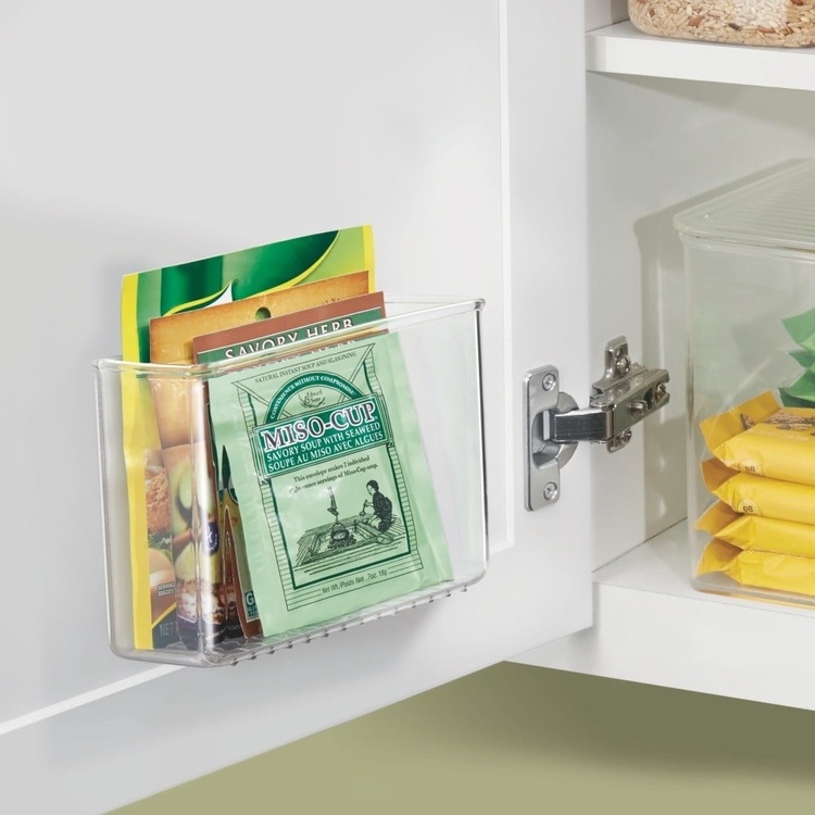Adhesive Wall Container, SMALL RPET AFFIXX BIN, 15 x 7,5 x H 12,5 cm, Transparent