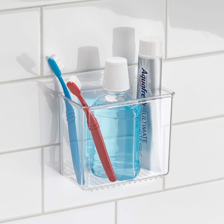 Adhesive Wall Container, SMALL RPET AFFIXX BIN, 15 x 7,5 x H 12,5 cm, Transparent