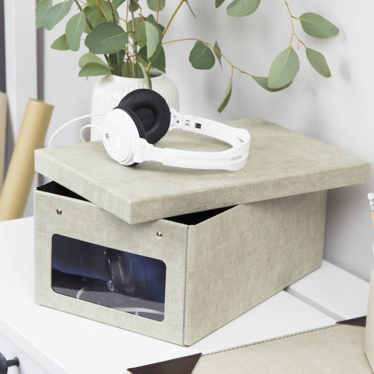 Shoe Box with window, BIGSO BERTIL CANVAS, 34 x 23 x H 15 cm