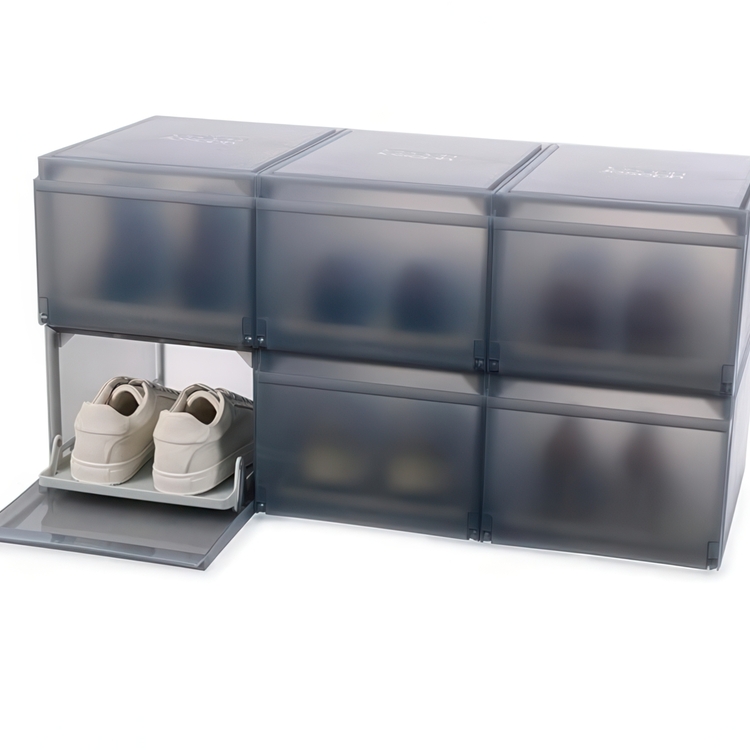 Shoe Boxes. Slide-out, 6 Pack, PREMIUM SHOE CASE, Joseph Joseph, Grey