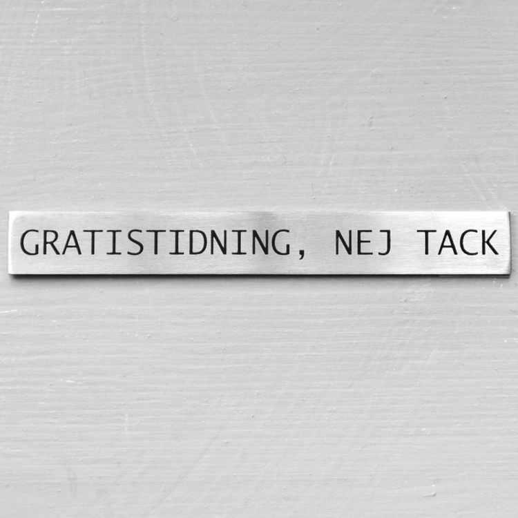 Sign in Steel, GRATISTIDNING, NEJ TACK, 10,2 x H 1,2 cm, Silver