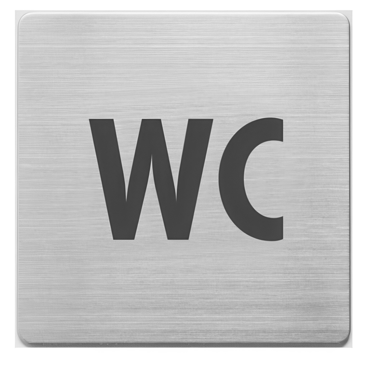 Sign, Self-adhesive, Pictogram, WC, 9 x 9 cm, Stainless steel