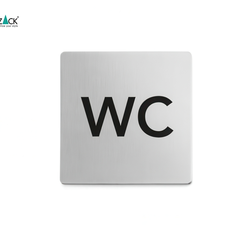 Sign, self-adhesive, WC, 8, x 8 cm, Zack, Stainless steel