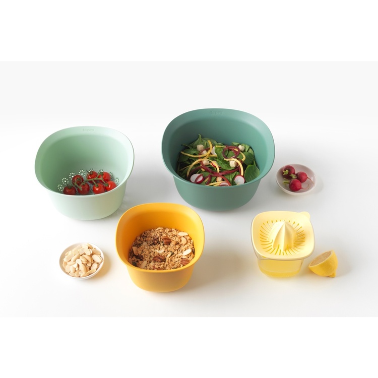 Bowl Set, 4 parts, BRABANTIA MIXING BOWL SET, 25 x 25 x H 14 cm, Green / Yellow
