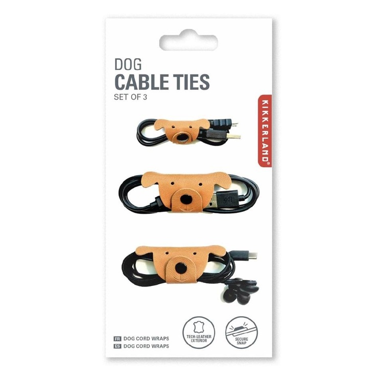 Cord wraps, set of 3, DOG CABLE TIES, Kikkerland, Nature