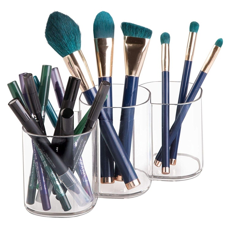 Make-up caddy with 3 compartments, COSMETIC TRIO CUP, Clear