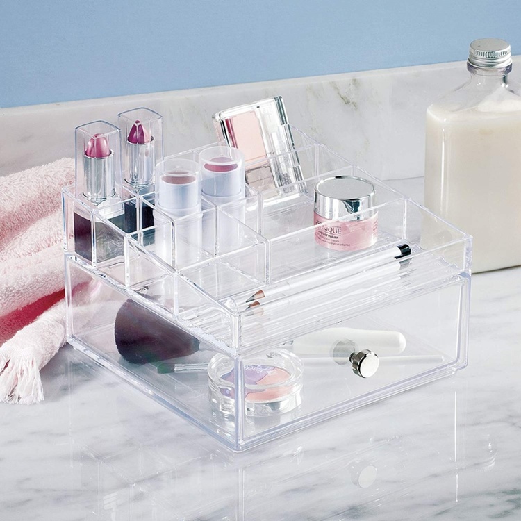 Cosmetic organizer, ID CLARITY MAKE UP DRAWER ORGANISER, 16,5 x 16,5 x H 10 cm, Clear