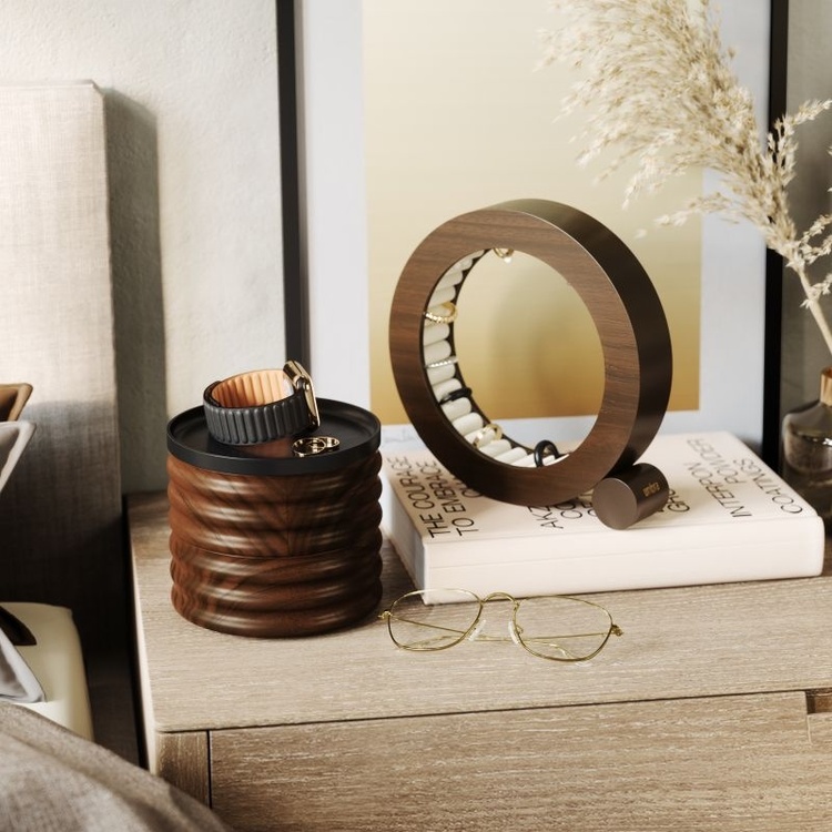 Jewelry box, Round, TESORA WOOD , Ø 13 cm, Umbra