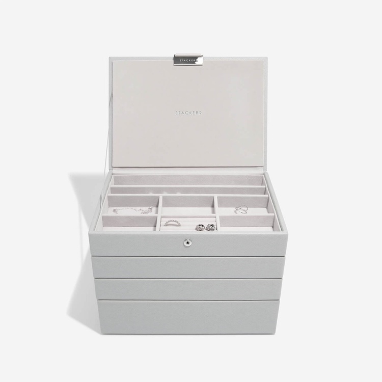 Jewellery Box, 4 layers, CLASSIC STACKERS, 25 x 18 x H 19,5 cm, Pebble Grey