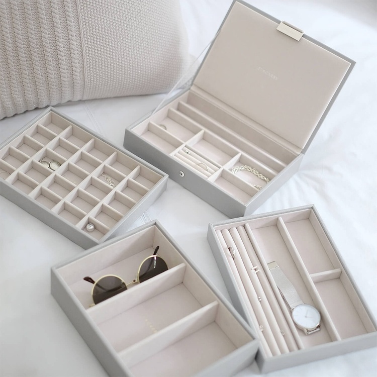 Jewellery Box, 4 layers, CLASSIC STACKERS, 25 x 18 x H 19,5 cm, Pebble Grey