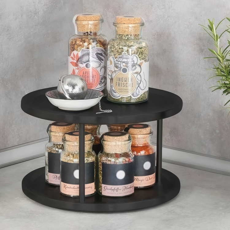 Lazy Susan in metal, 2 Tier, CUPBOARD CAROUSEL, Ø 26,5 x H 16 cm