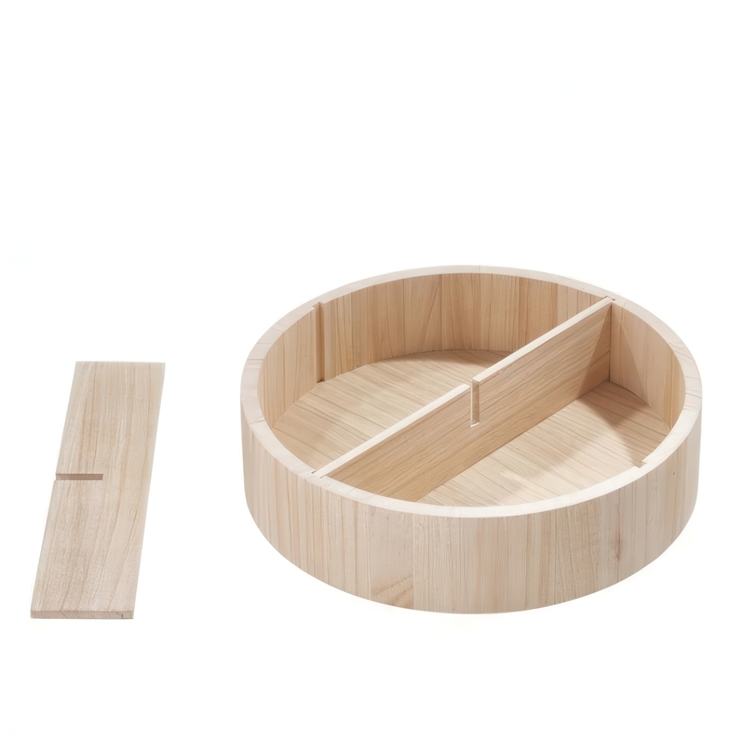 Turntable with dividers, THE HOME EDIT WOOD SERIES Ø 30,4 cm, Natural