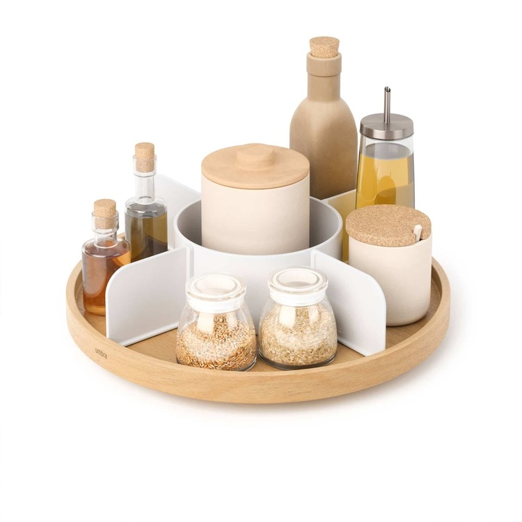 Turntable with dividers, UMBRA BELLWOOD LAZY SUSAN, Ø 30, Natural / White