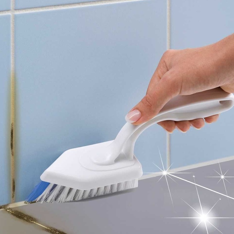 Specially shaped brush, PROFI GROUT BRUSH, White / Blue