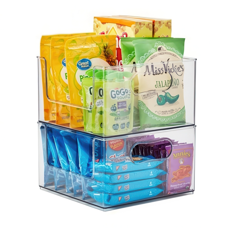 Pantry basket, THE HOME EDIT OPEN FRONT STACKING BIN, 25,4 x 25,4x H 15,2 cm, Transparent