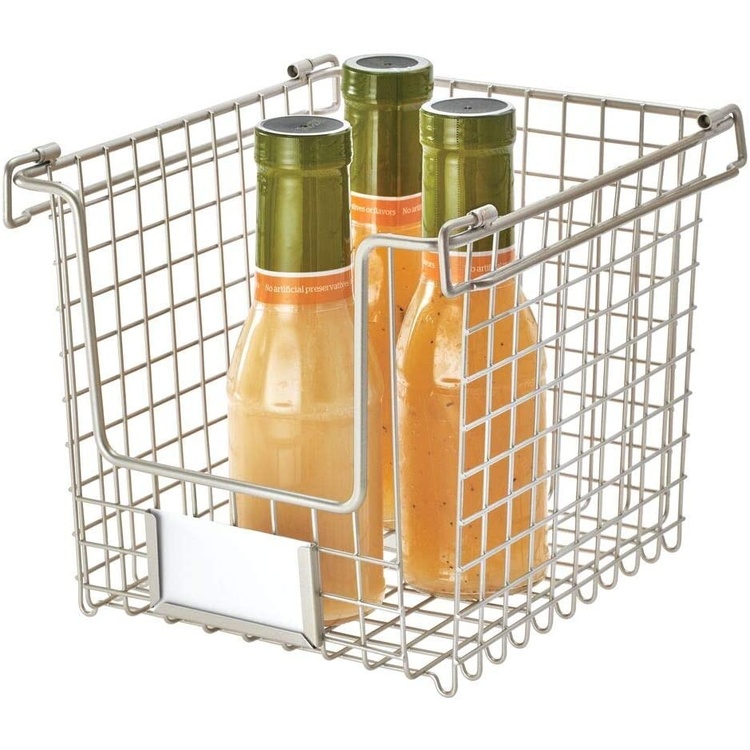 Stackable Metal Basket, CLASSICO SMALL, 22 x 25,4 x H 20,5 cm, Satin