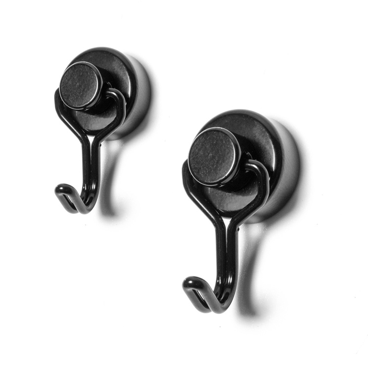 Strong Magnetic swivel hooks, Set of 3, MINI TWISTER, Ø 1,5 x 2,7 cm, Black