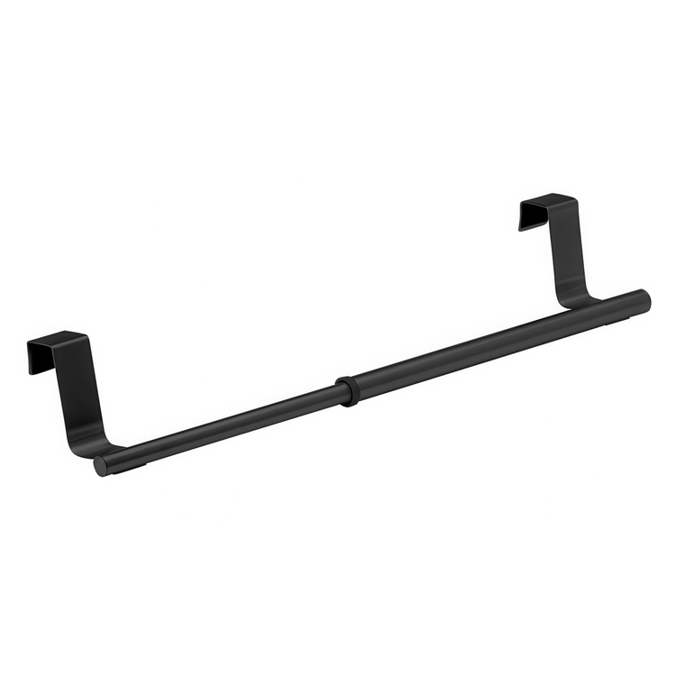Rail / rack for towel, over cabinet door, LARGE TELESCOPIC RAIL, 36-60 cm, Black